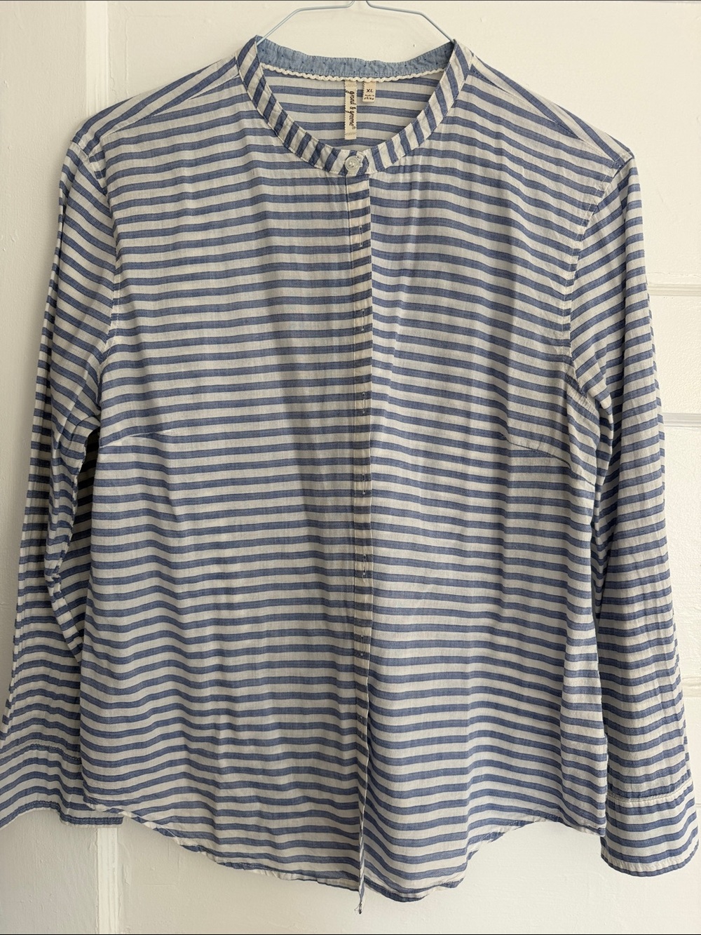grand & greene Blue and White Striped Button-Front Kids Top